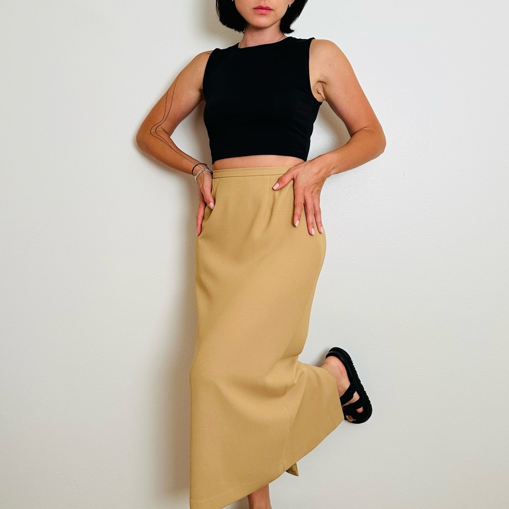 Karen Scott Beige Pencil Skirt